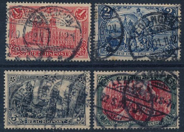 Deutsches Kaiserreich ANK 063-66 4 Werte 1900 gestempelt mit Falz